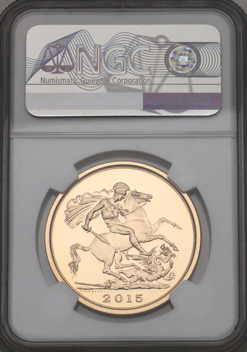 イギリス 2015年 エリザベス2世 聖ジョージと竜退治 5ポンド金貨 MS70DPL:4866661-003-UNIVERSAL COIN